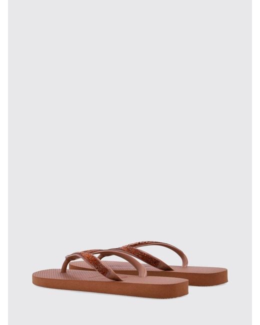 Havaianas Brown Top Glow Rhinestone Low-Heeled Pvc Flip-Flops