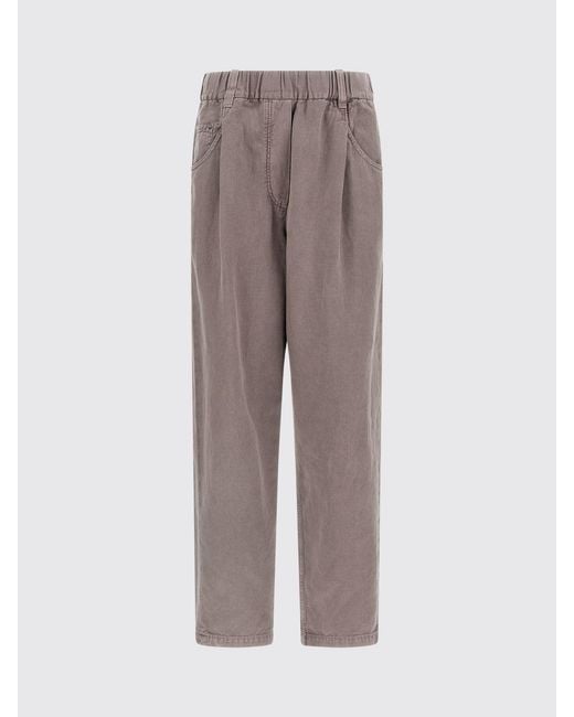 Brunello Cucinelli Natural Cotton And Linen Cropped Trousers