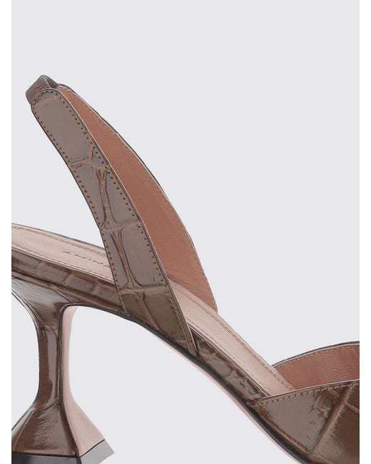 AMINA MUADDI Pink Holli Croc-Print Leather Slingback Pumps