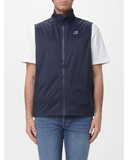 K-Way Blue Croixer Travel Nylon Vest With Logo for men