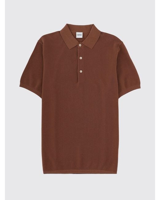 Aspesi Brown Cotton Polo Shirt for men