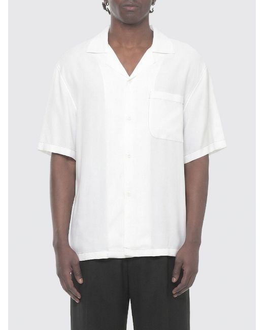 Camisa De Rayón Con Estampado De Logo Lanvin de hombre de color White