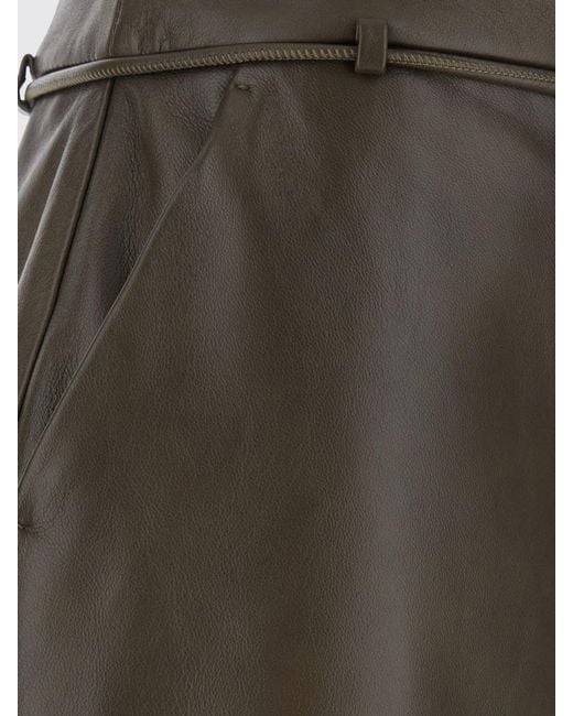 Max Mara Green Lambskin Midi Pencil Skirt With High-Waist Belt