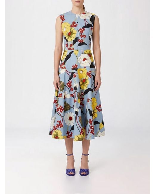 Marni White Floral Print Cotton Midi Dress