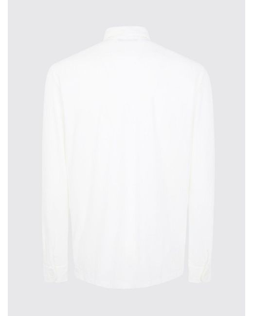 Zanone White Long-Sleeved 100% Cotton Polo Shirt With Classic Collar for men