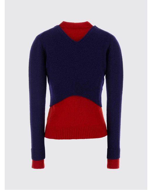 Jil Sander Blue Bicolor Virgin Wool Sweater