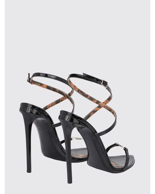 Philipp Plein Black Patent Leather Sandals