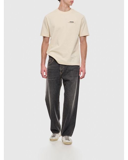 Jacquemus Natural Contrast Appliqué Logo Cotton Crew-Neck T-Shirt for men