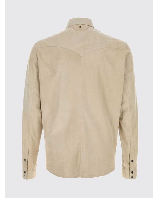 Salvatore Santoro Natural Suede Leather Shirt Jacket With A Curved Hem for men