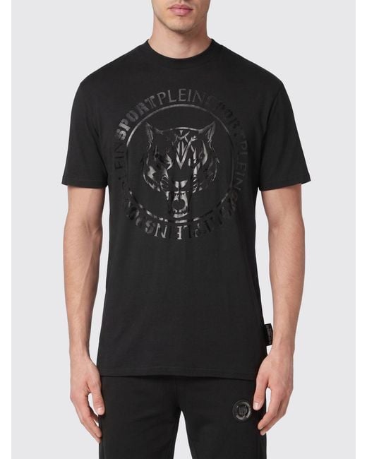 Philipp Plein Black Slim Fit Cotton T-Shirt With Graphic Print And Tone-On-Tone Logo for men