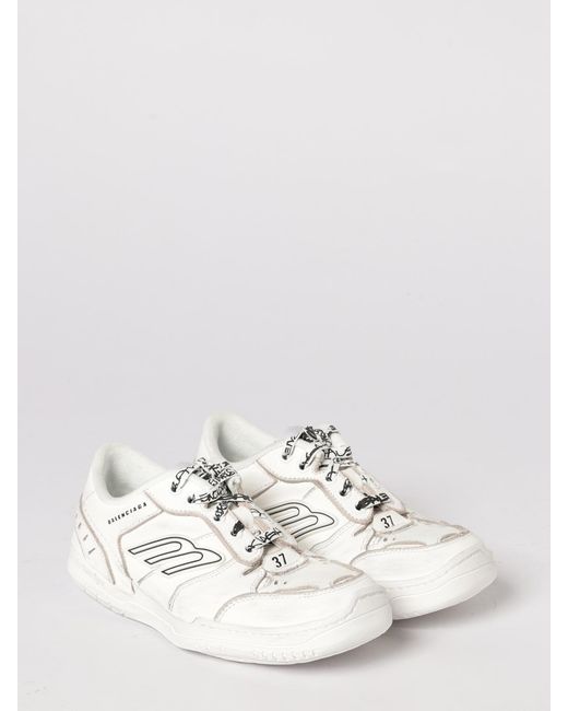 Balenciaga White Hamptons Used Leather Sneakers