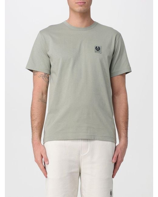Belstaff Gray Cotton T-Shirt With Logo for men