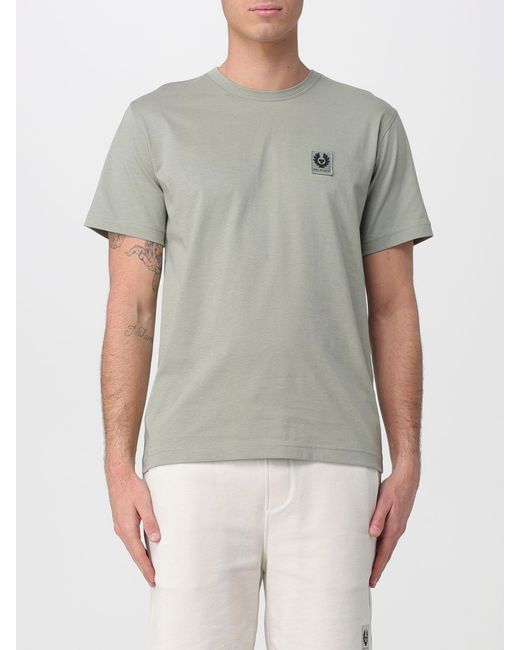 Belstaff Gray Cotton T-Shirt With Logo for men