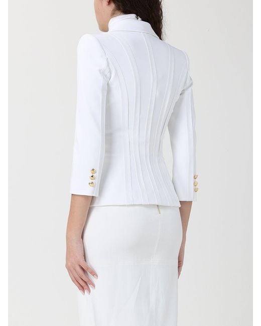 Elisabetta Franchi White Double-Breasted Blazer