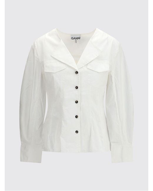 Ganni White Stretch Cotton Shirt