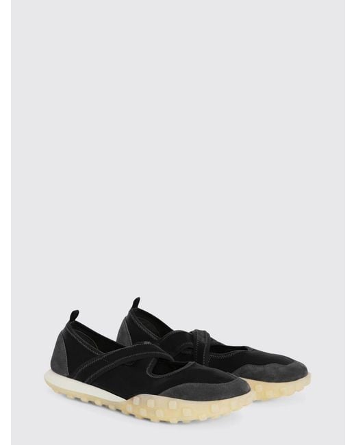 Jil Sander White Moon Nylon And Suede Ballet Flats