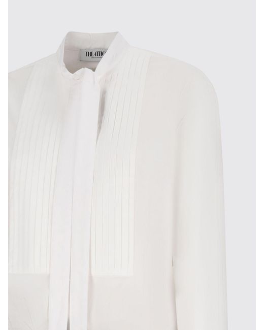 The Attico White Poplin And Duchesse Shirt Dress