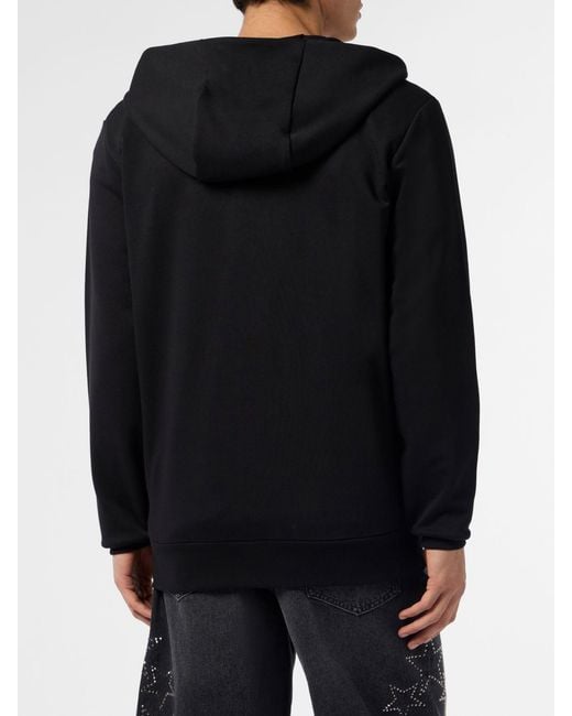 Philipp Plein Black Cotton Zip-Up Hoodie for men
