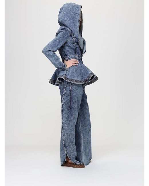 Alaïa Blue Denim Hooded Jacket