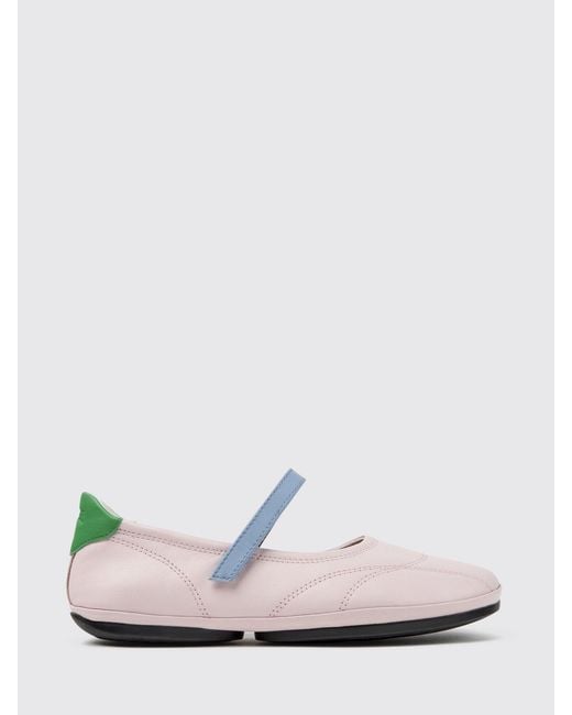 Camper White Twins Abstract Pattern Calfskin Leather Mary Jane Flats