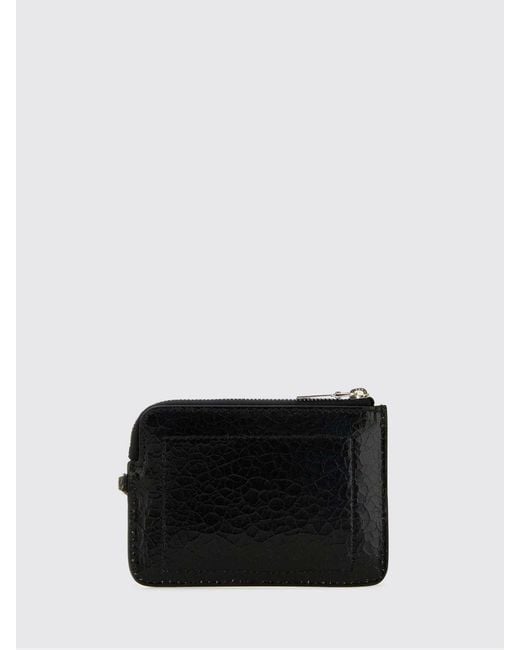 McQueen Black Crackled Leather Credit Card Holder for men