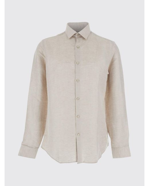 Calvin Klein Gray Linen And Lyocell Blend Shirt With French Collar for men