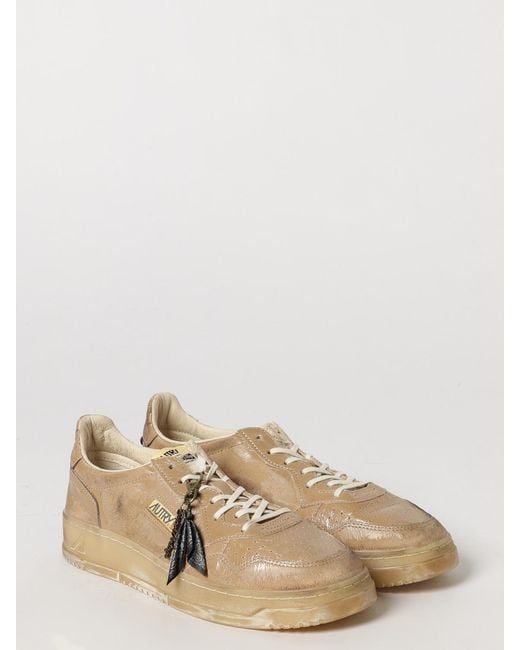 Autry Natural Medalist Low Super Vintage Patent Leather Sneakers With Worn Effect for men