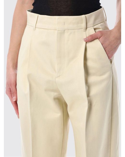 Soeur Natural High-Waisted Organic Cotton Palazzo Trousers With Darts
