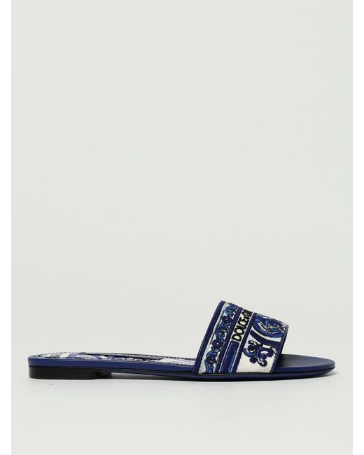 Dolce & Gabbana Blue Dg Exclusive Pantolette Mit Stickerei