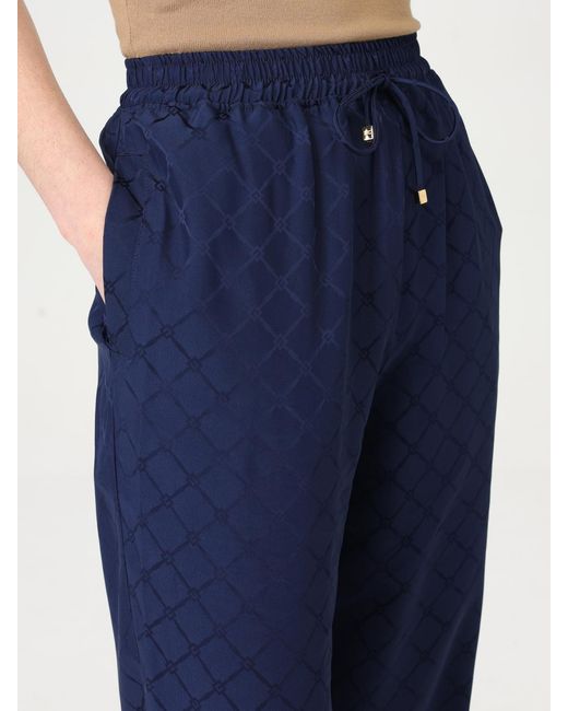 Elisabetta Franchi Blue Wide Leg Drawstring Pants