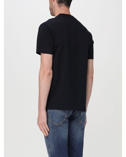 T-shirt in cotone con logo jacquard di Emporio Armani in Black da Uomo