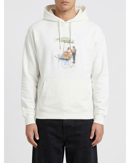 Drole de Monsieur White Fleuriste Printed Cotton Hoodie for men