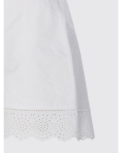 By Malene Birger White Organic Cotton Shorts With Embroidered Lace Inserts