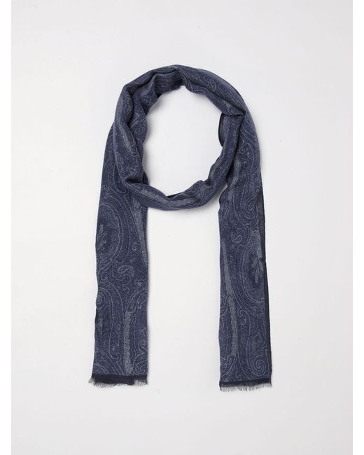 Etro Blue Modal Scarf With Paisley Jacquard for men