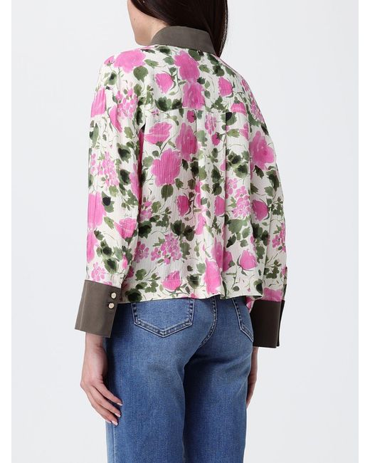 Liu Jo Blue Viscose Shirt With Floral Print By