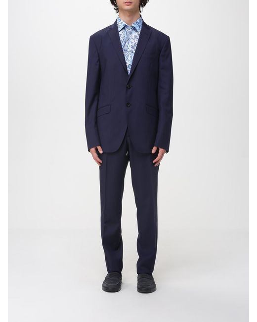 Etro Blue Wool Suit for men