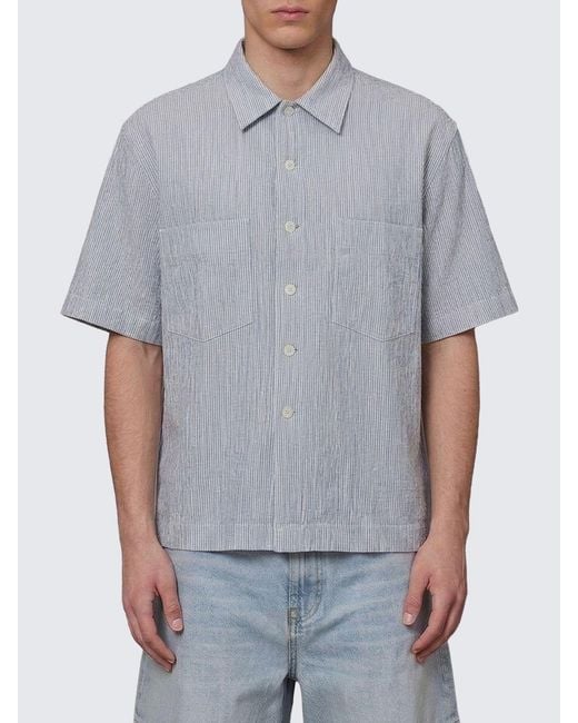 sunflower Gray Striped Stretch Cotton Shirt for men