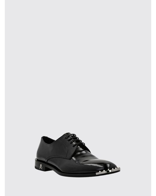 Philipp Plein White Polished Leather Derby Shoes for men
