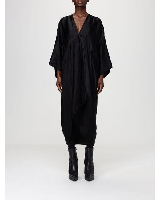 Rick Owens Black Cupro Kaftan Dress