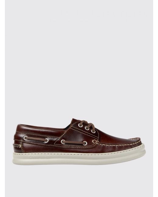 Camper Brown Runner Leather Boat Loafers for men