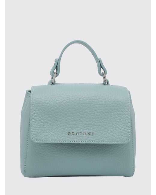 Orciani Blue Sveva Soft Mini Hammered Leather Bag