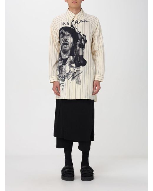 Camicia in cotone con stampa di Yohji Yamamoto in White da Uomo