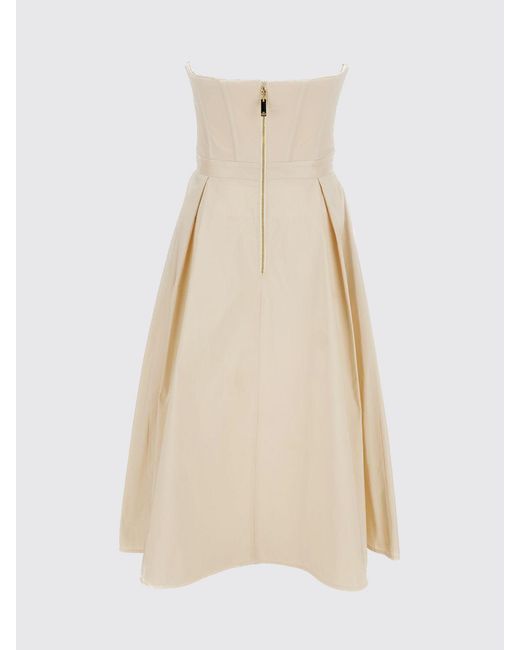 Elisabetta Franchi Natural Taffeta Midi Dress