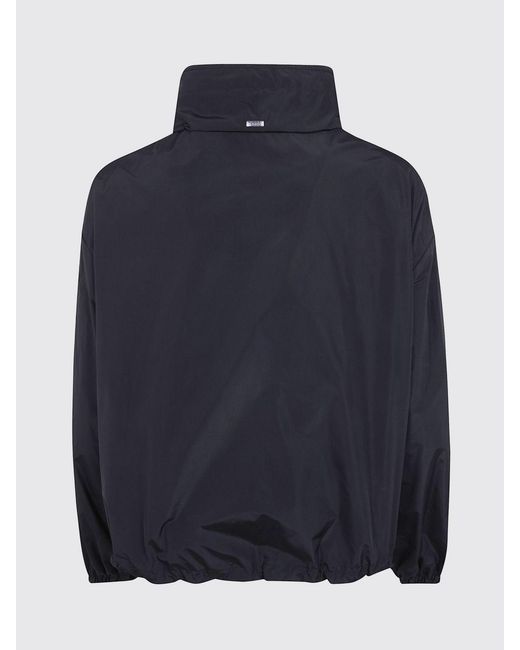 Herno Blue Short Water-Repellent Taffeta Windbreaker Jacket With Hood And High Neck
