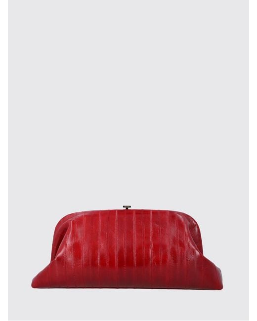 Alberta Ferretti Red Eel Leather Hand-Held Clutch With Snap Closure
