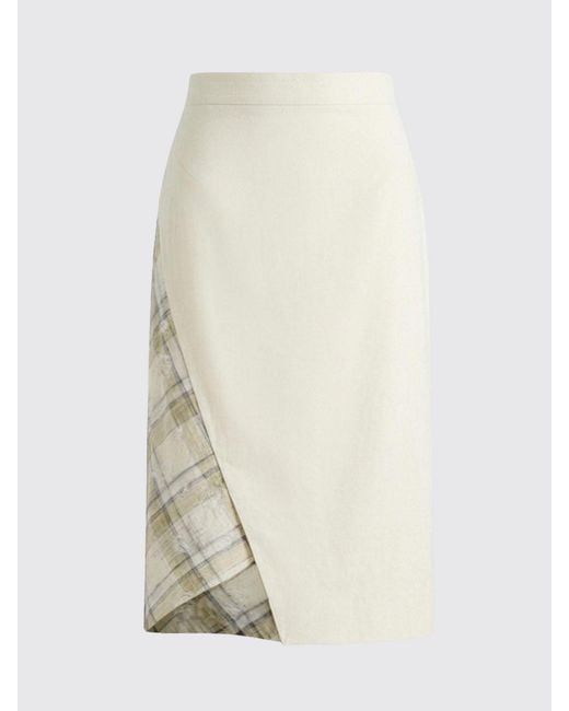 Vivienne Westwood Natural High-Waisted Asymmetrical Tartan Cotton Midi Skirt