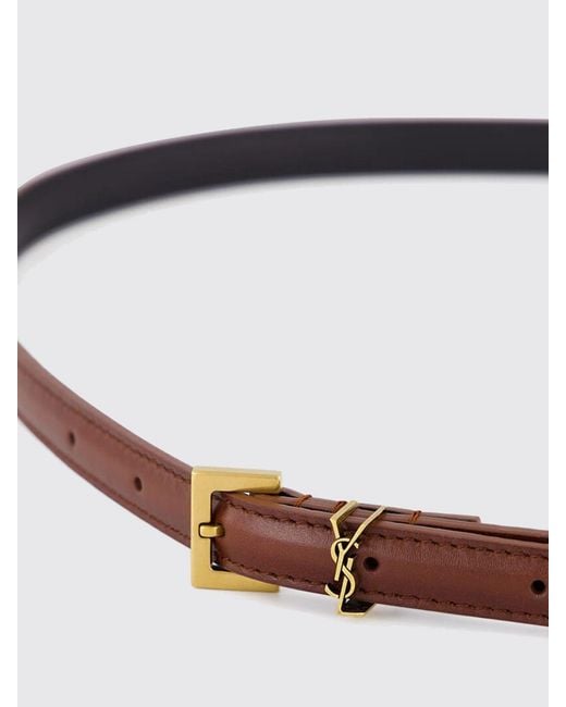 Saint Laurent White Smooth Calfskin Leather Belt With Ysl Monogram Buckle
