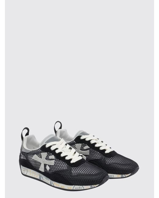 Premiata White Mesh And Leather Runsead Sneakers