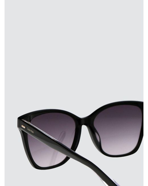 Calvin Klein Gray Acetate Cat-Eye Sunglasses With Lettering Logo