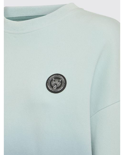 Philipp Plein Blue Abstract Print Jersey Sweatshirt With Dropped Shoulders